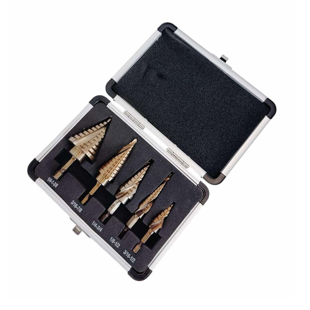 Step Drill Bit Set Titanium Hss Cobalt - 5 Pc Drill Bit Set Cobalt