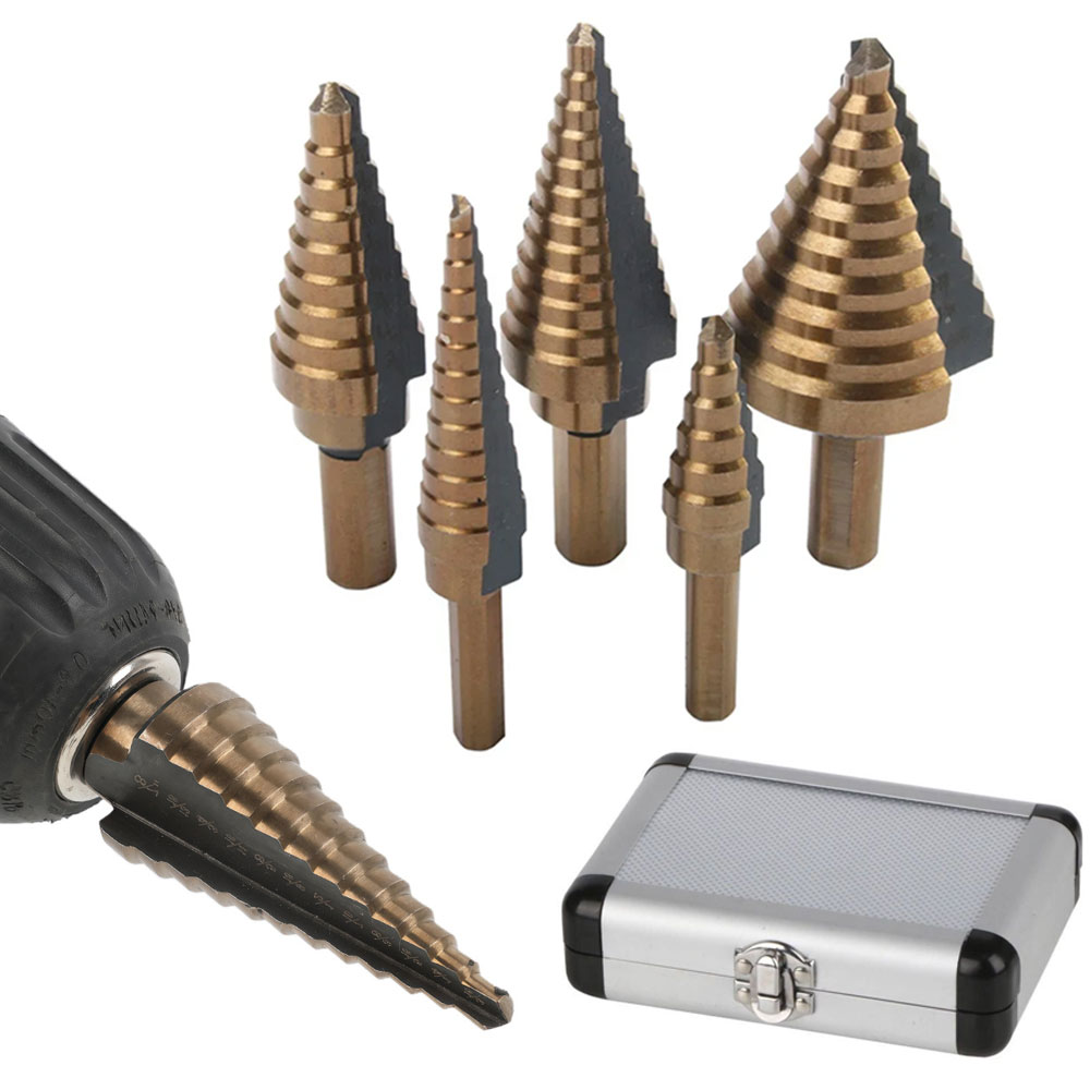 Step Drill Bit Set Titanium Hss Cobalt - 5Pcs Step Drill Bit Set HSS
