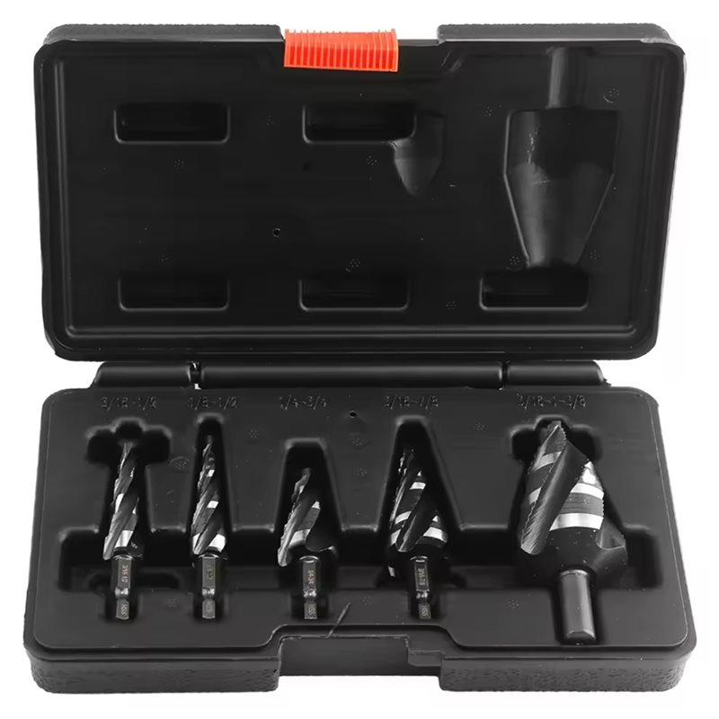 Step Drill Bit Set Titanium Hss Cobalt - A74E-Five-Spiral-Flute Step Drill Bits Set 5