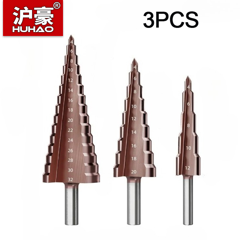Step Drill Bit Set Titanium Hss Cobalt - HUHAO 3PCS M35 Contains Cobalt HSS