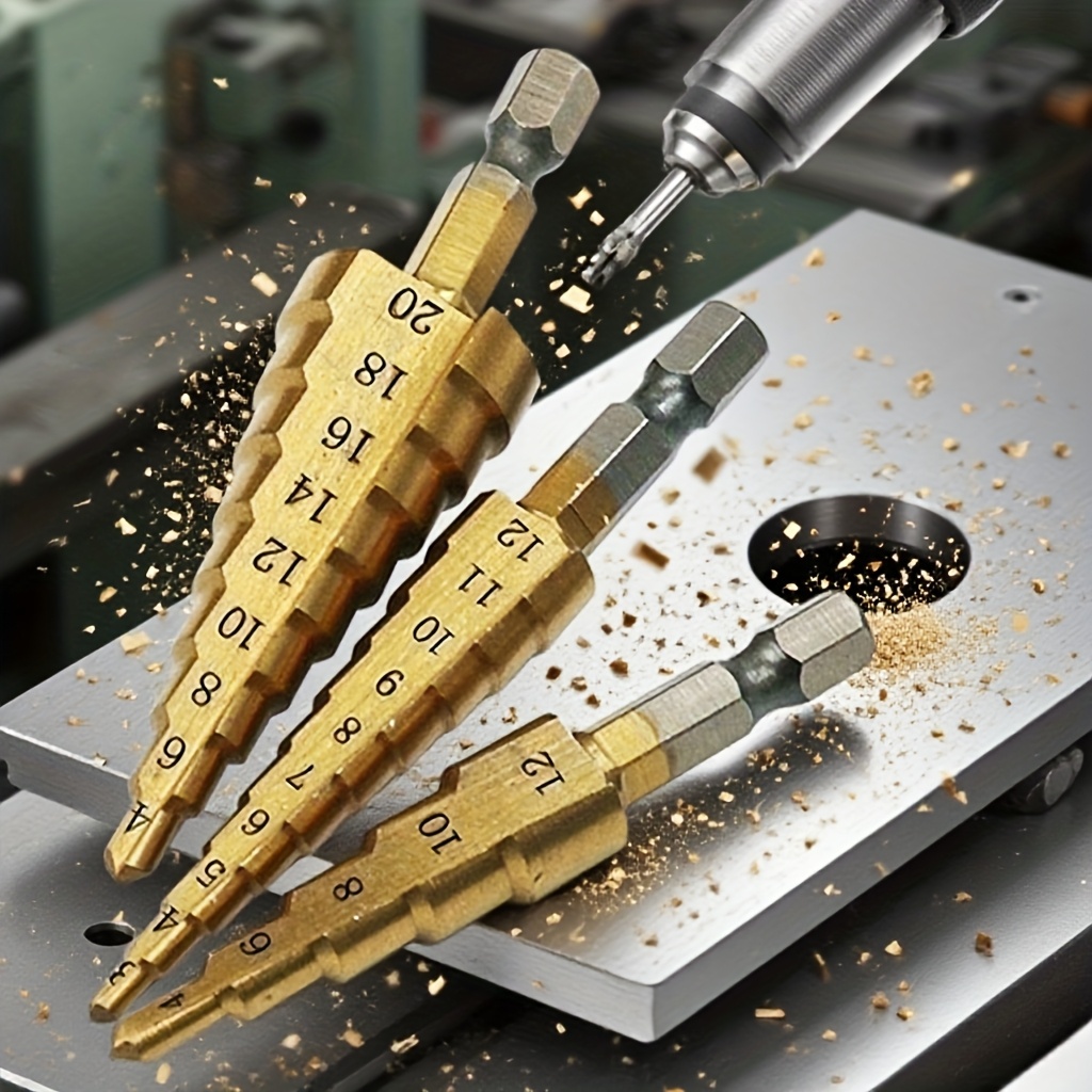 Step Drill Bit Set Titanium Hss Cobalt - 3pcs HSS Cobalt Step Drill Bit