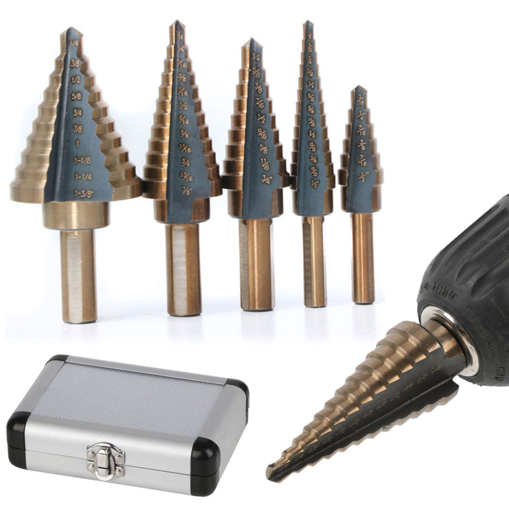 5Pcs Step Drill Bit Set HSS Co - Step Drill Bit Set Titanium Hss Cobalt ulasan dan harga