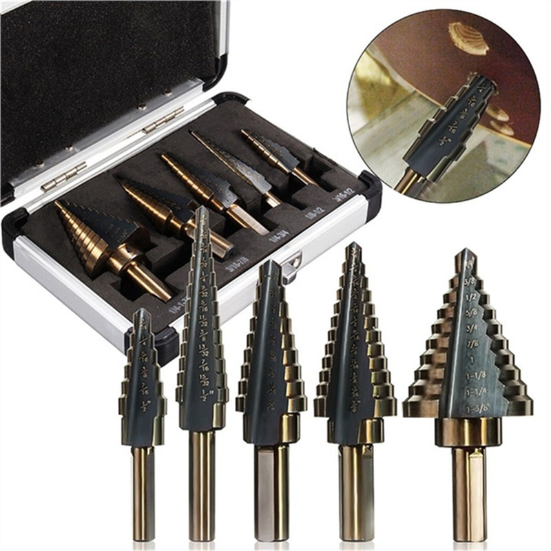 5pcs Step Drill Bit Set Hss Co - Step Drill Bit Set Titanium Hss Cobalt ulasan dan harga
