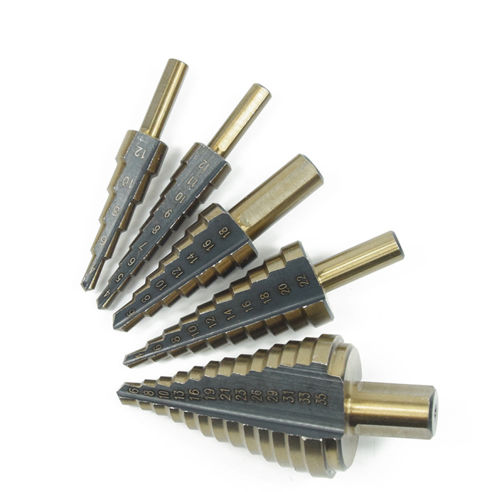 5Pcs Pagoda Step Drills HSS Co - Step Drill Bit Set Titanium Hss Cobalt ulasan dan harga
