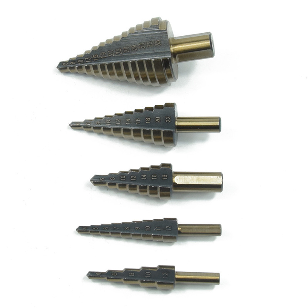 5Pcs Pagoda Step Drills HSS Co - Step Drill Bit Set Titanium Hss Cobalt ulasan dan harga