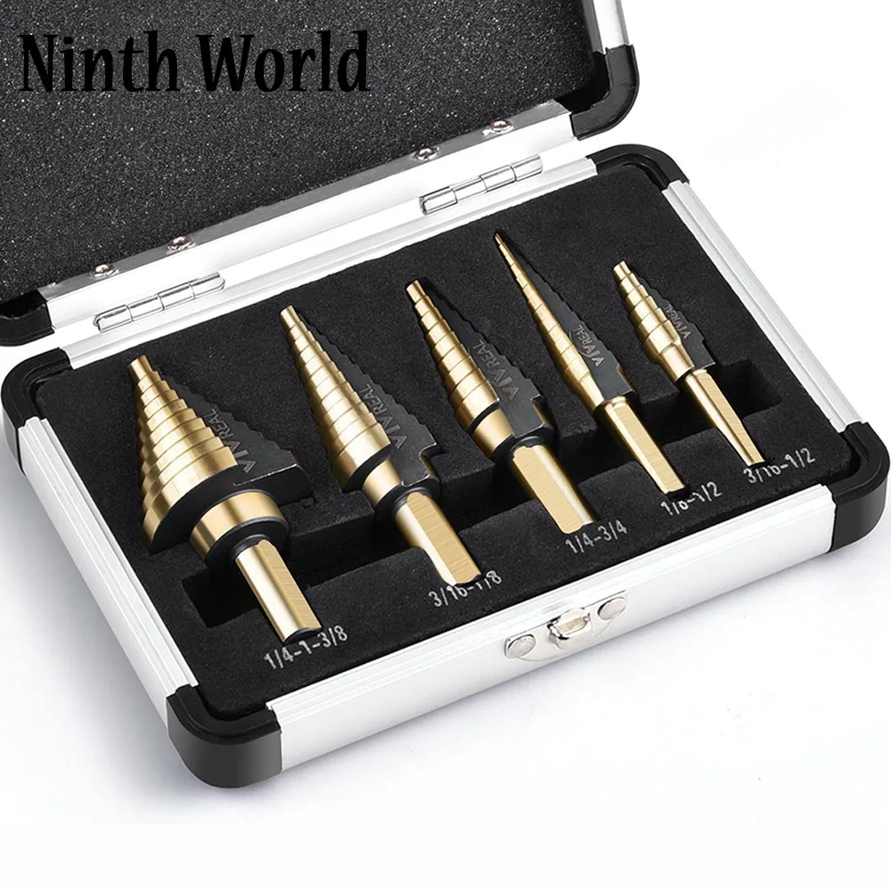 5pcs Hss Cobalt Step Titanium  - Step Drill Bit Set Titanium Hss Cobalt ulasan dan harga