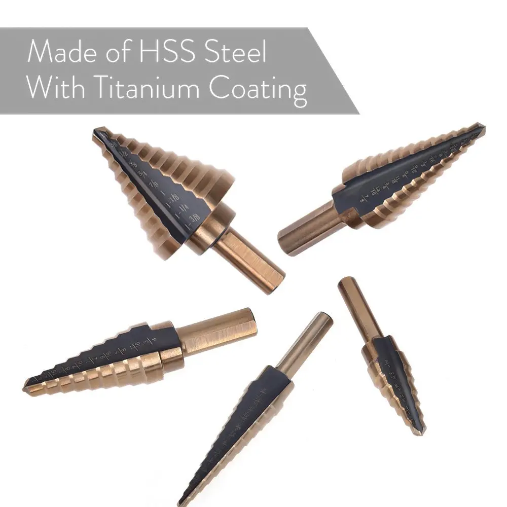5pcs Hss Cobalt Step Titanium  - Step Drill Bit Set Titanium Hss Cobalt ulasan dan harga