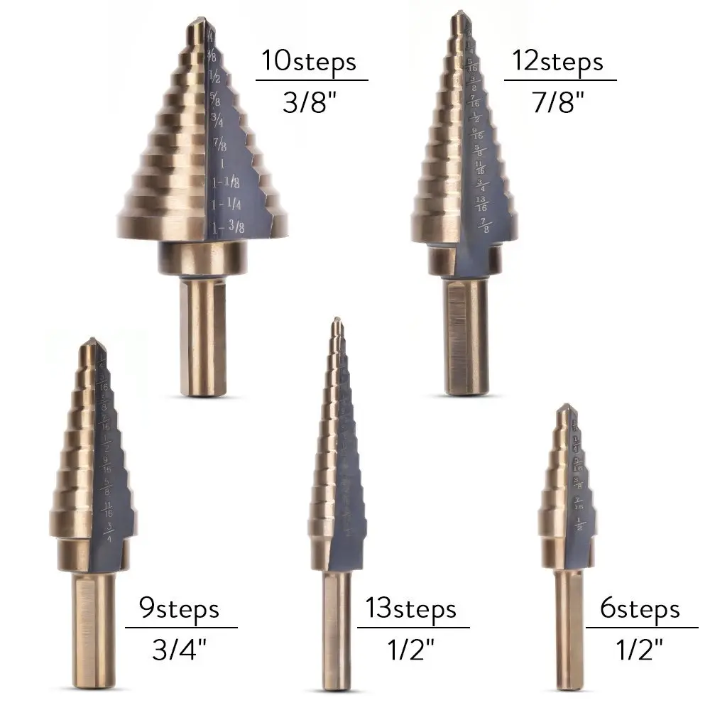 5pcs Hss Cobalt Step Titanium  - Step Drill Bit Set Titanium Hss Cobalt ulasan dan harga