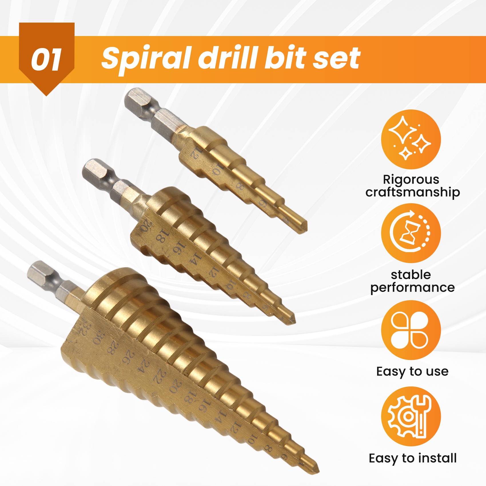 A23T 3Pc HSS Step Cone Taper D - Step Drill Bit Set Titanium Hss Cobalt ulasan dan harga