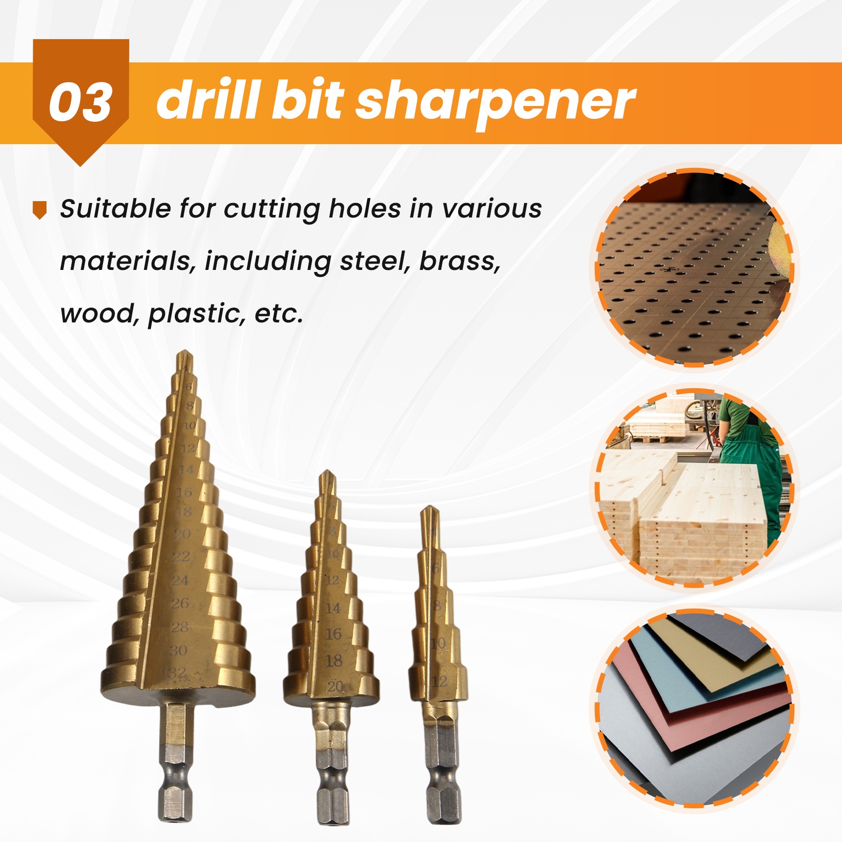 A23T 3Pc HSS Step Cone Taper D - Step Drill Bit Set Titanium Hss Cobalt ulasan dan harga