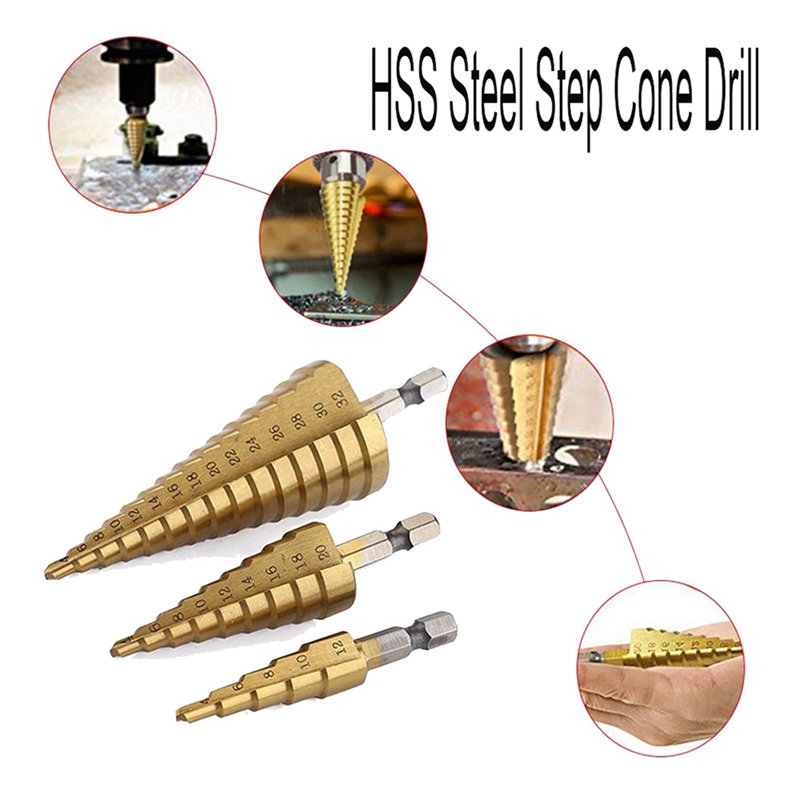 A23T HSS Step Drill Bit Set of - Step Drill Bit Set Titanium Hss Cobalt ulasan dan harga