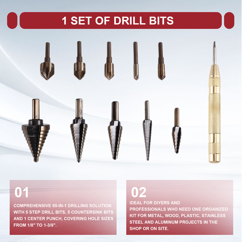 A23T Step Drill Bit Set & Coun - Step Drill Bit Set Titanium Hss Cobalt ulasan dan harga