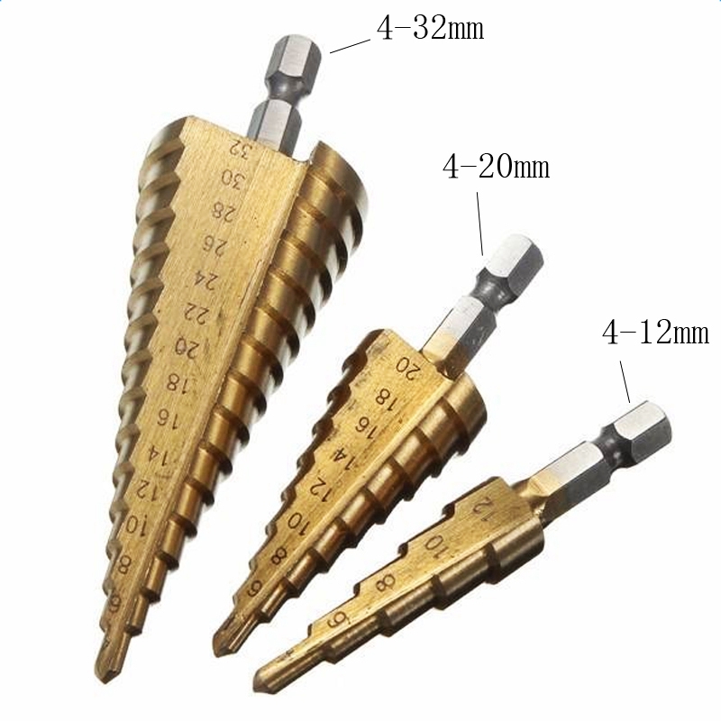 A23T 6Pc HSS Step Cone Taper D - Step Drill Bit Set Titanium Hss Cobalt ulasan dan harga