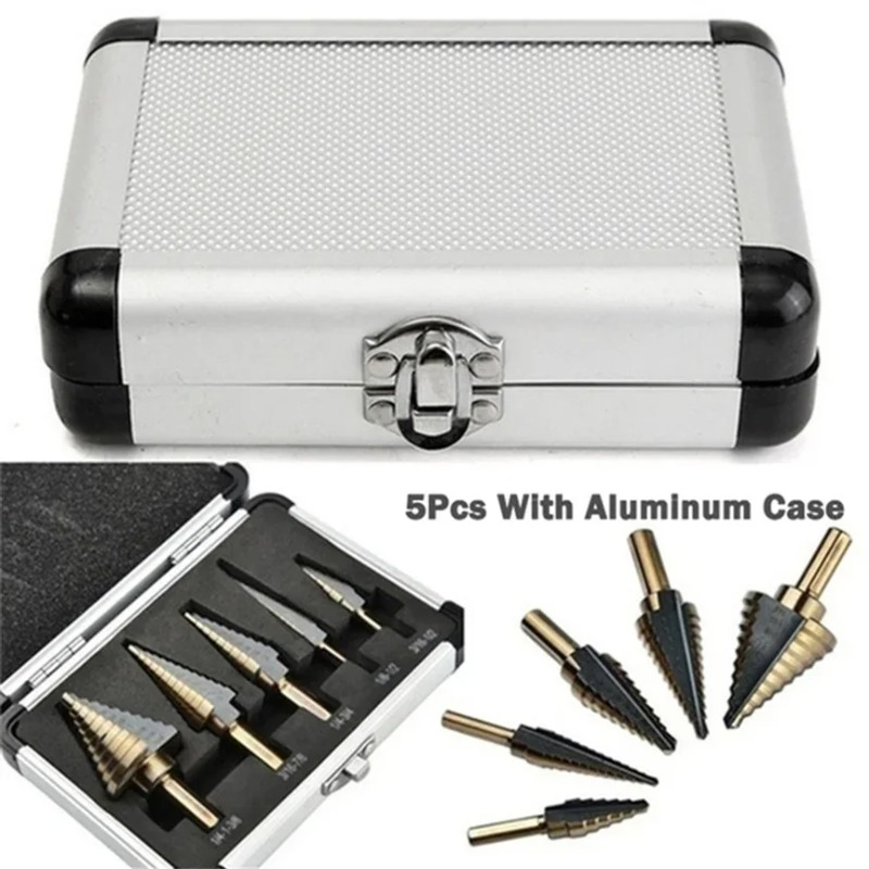 5pcs Step Drill Bit Set Hss Co - Step Drill Bit Set Titanium Hss Cobalt ulasan dan harga