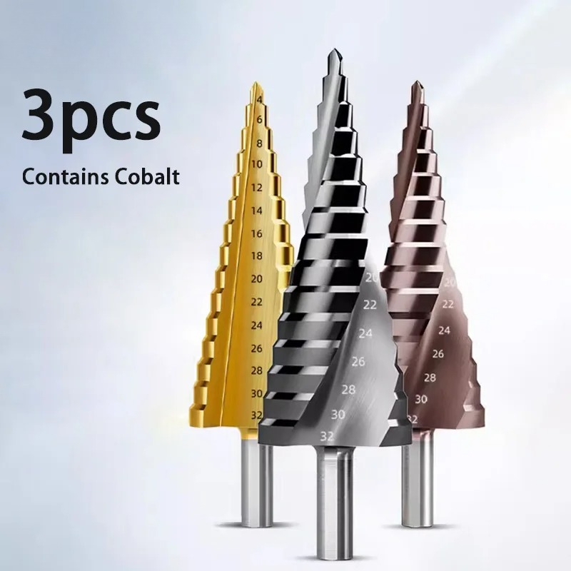 HUHAO 3PCS M35 Contains Cobalt - Step Drill Bit Set Titanium Hss Cobalt ulasan dan harga
