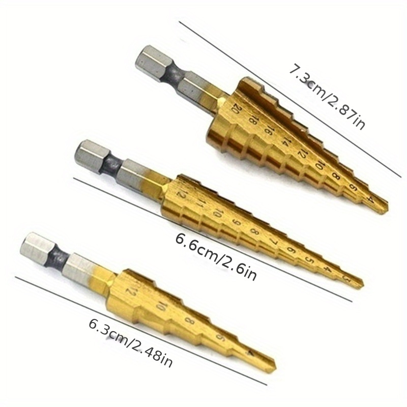 3pcs HSS Cobalt Step Drill Bit - Step Drill Bit Set Titanium Hss Cobalt ulasan dan harga