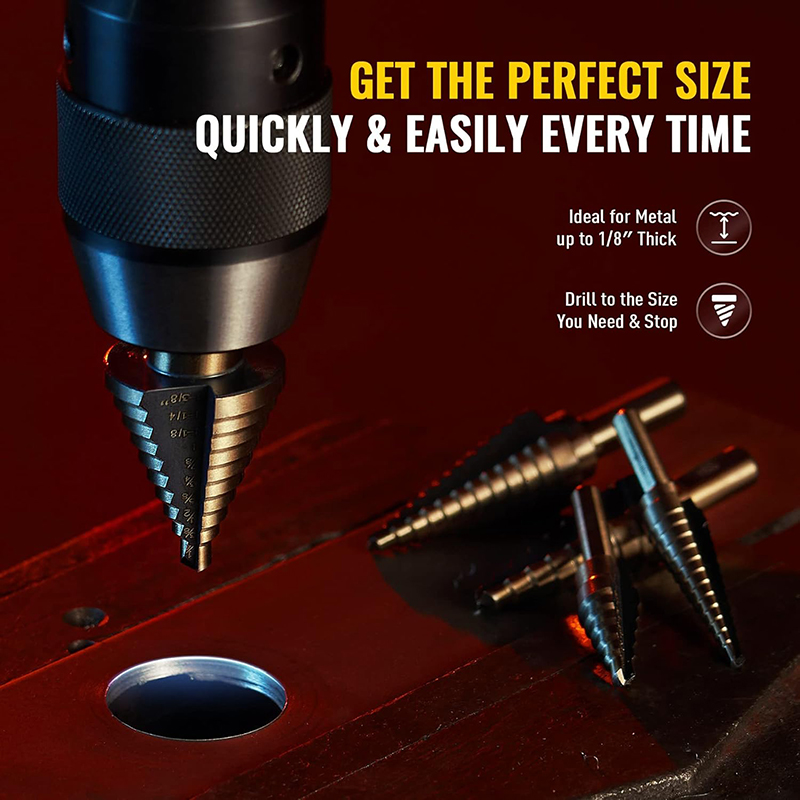5pcs Step Drill Bit Set Hss Co - Step Drill Bit Set Titanium Hss Cobalt ulasan dan harga